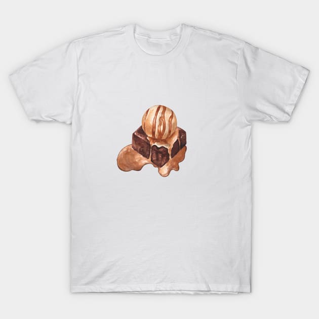 Chocolate brownie with ice cream T-Shirt by Flowersforbear